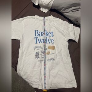 White Graphic T-Shirt with Blue Text